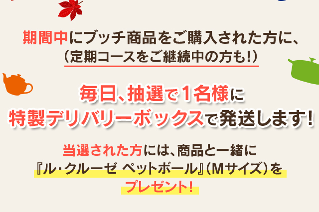 期間中にブッチ商品をご購入された方に、（定期コースをご継続中の方も！）