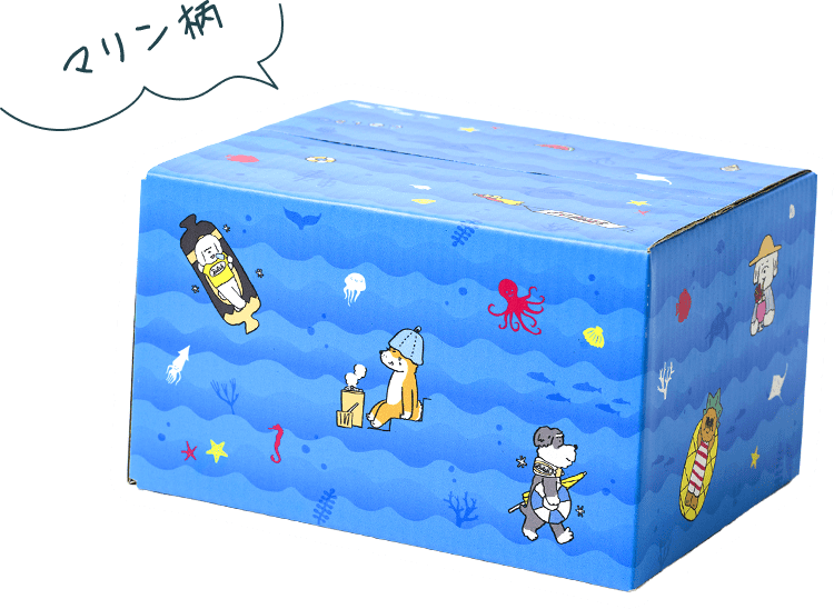 マリン柄段ボール